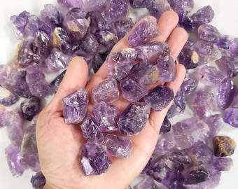 Raw Amethyst Crystal - Medium Chunks 1&quot; to 2&quot; - Amethyst Rough Stones for Tumbling, Crafting, Jewelry Making & Crystal Healing