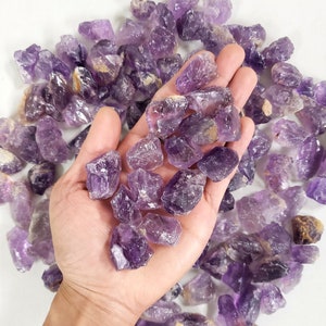 Raw Amethyst Crystal - Medium Chunks 1&quot; to 2&quot; - Amethyst Rough Stones for Tumbling, Crafting, Jewelry Making & Crystal Healing