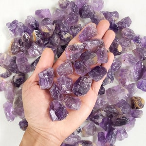 Raw Amethyst Crystal - Medium Chunks 1" to 2" - Amethyst Rough Stones for Tumbling, Crafting, Jewelry Making & Crystal Healing