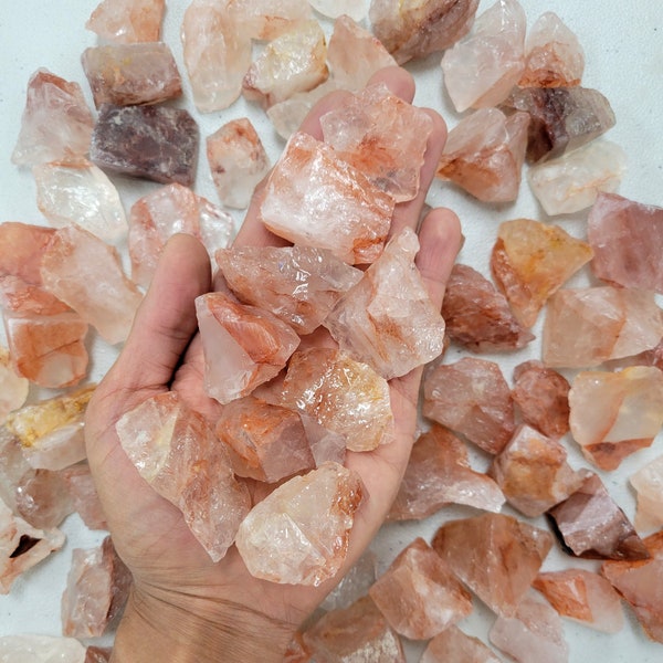 Rough Fire Quartz Crystals - Raw Hematoid Quartz Bulk - Natural Stones for Wire Wrapping, Tumbling, Crafting & Crystal Healing