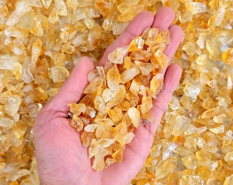 Crushed Citrine Crystals - Tiny Chips Bulk Raw - Tiny Rough Stones for Crafting & Jewelry Making