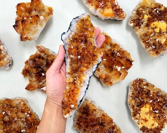 Citrine Crystal Druze Clusters, Raw Citrine Druzy Geode