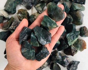 Moss Agate Rough Stones - Raw Crystals Bulk from India - Natural Gemstones for Crystal Healing & Crafting
