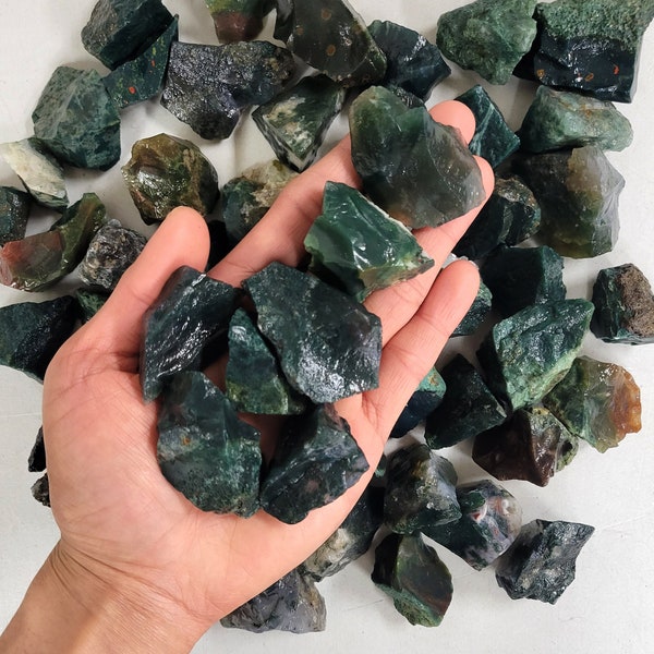 Moss Agate Rough Stones - Raw Crystals Bulk from India - Natural Gemstones for Crystal Healing & Crafting