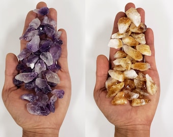 Amethyst Citrine Crystal - Combo Crystal Points and Chunks - Bulk Small Pieces for Crafting, Jewelry Making, Crystal Healing
