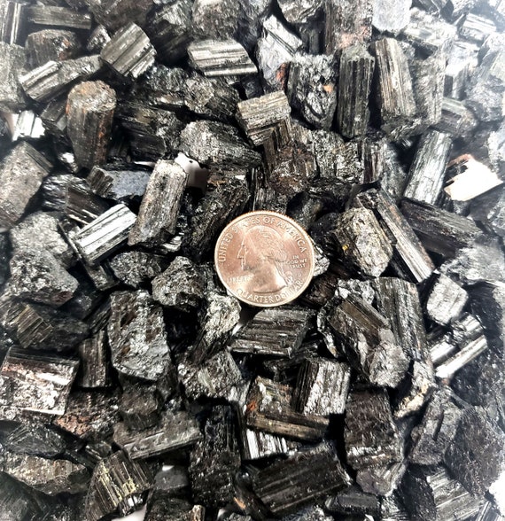 Black Tourmaline Chips - Tiny Black Tourmaline Crystal Pieces