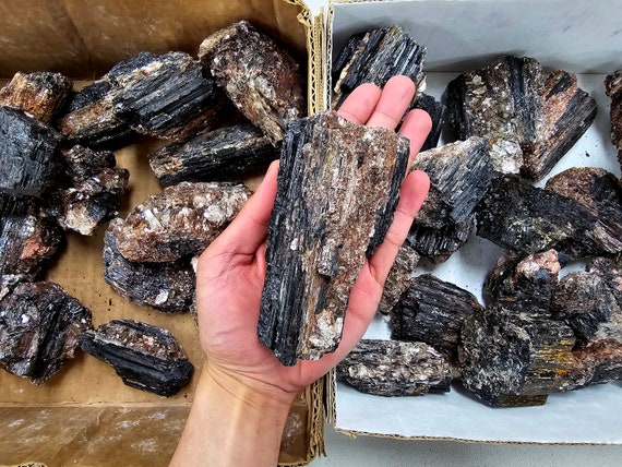 Extra Large 250MM Black Tourmaline Chunk Rod Rough Black