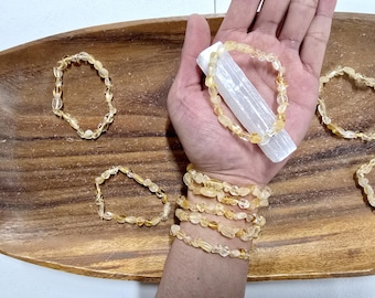Citrine Nugget Bracelet Stretchy Gemstone Bracelet One Size Fits All