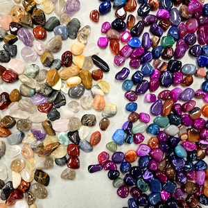 Colorful Tumbled Gemstones Mix - Natural & Dyed - Bulk Polished Crystal Tumbles