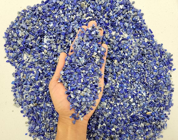 Tumbled Lapis Lazuli Crystal Chips - Bulk Tumbled Tiny Lapis Lazuli Stones - Undrilled Crystal Beads