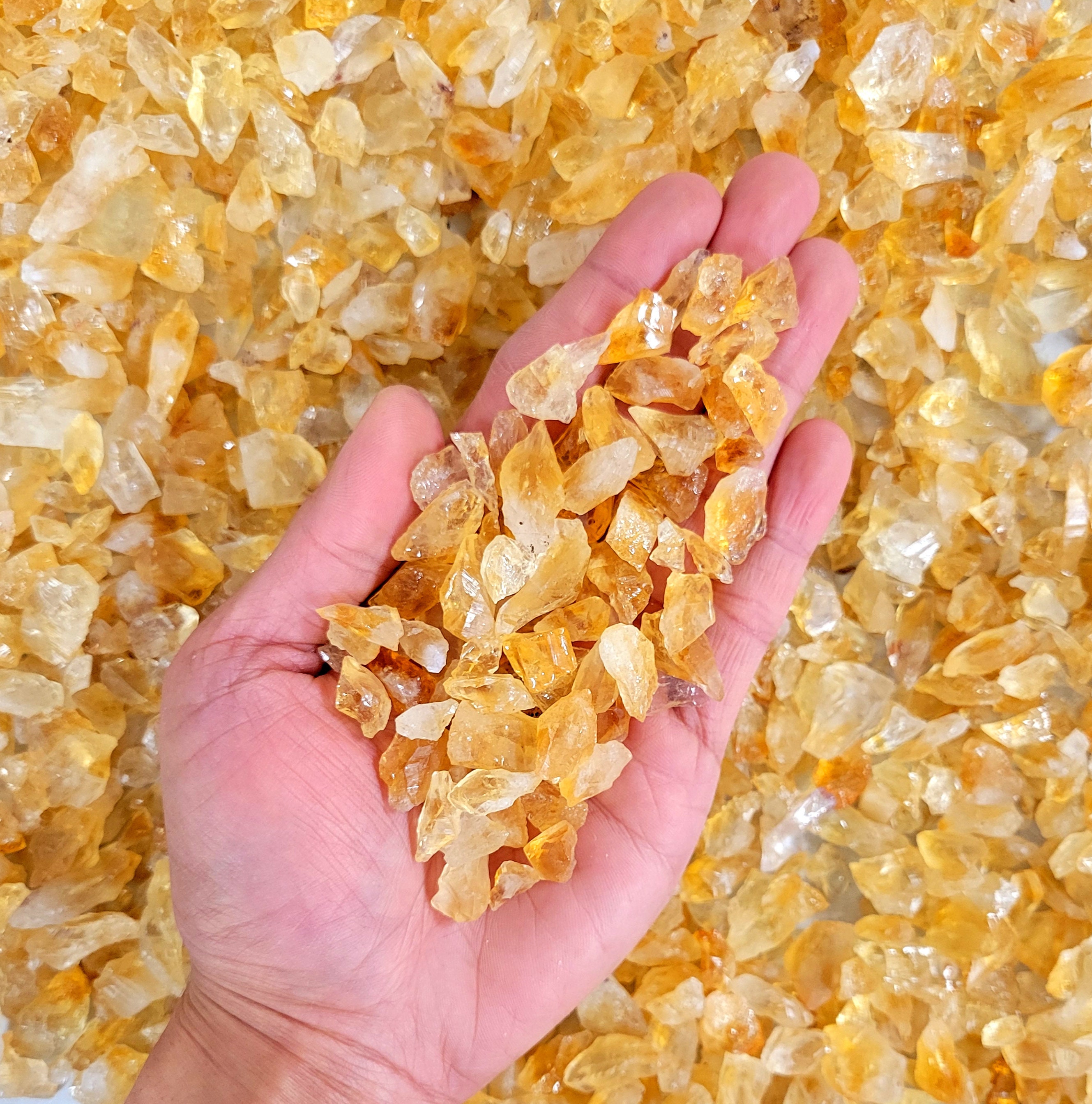 Crushed Citrine Crystals - Tiny Chips Bulk Raw - Tiny Rough Stones for Crafting & Jewelry Making