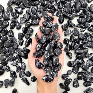 Tumbled Snowflake Obsidian Crystal Stones - Bulk Gemstone Tumbles for Jewelry Making and Crafting