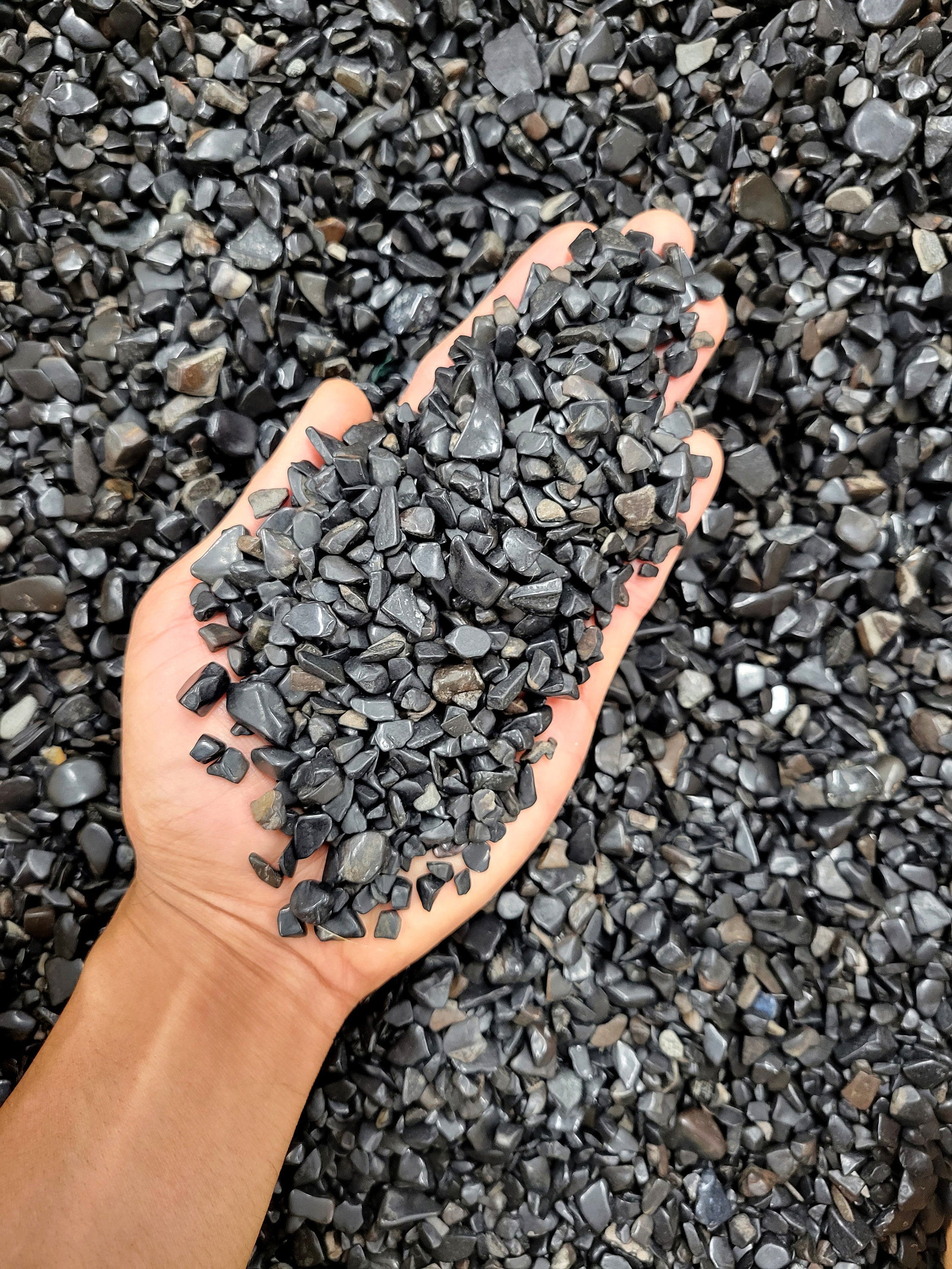 Tumbled Black Tourmaline Chips - Bulk Tumbled Tourmaline Crystals