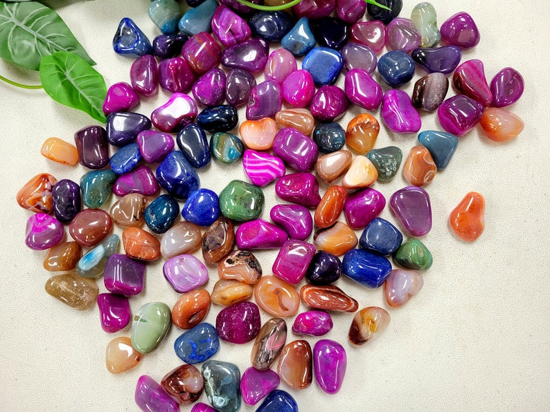 Shiny Tumbled Agate Stones Dyed Colorful Crystals Bulk Rocks for Vase ...