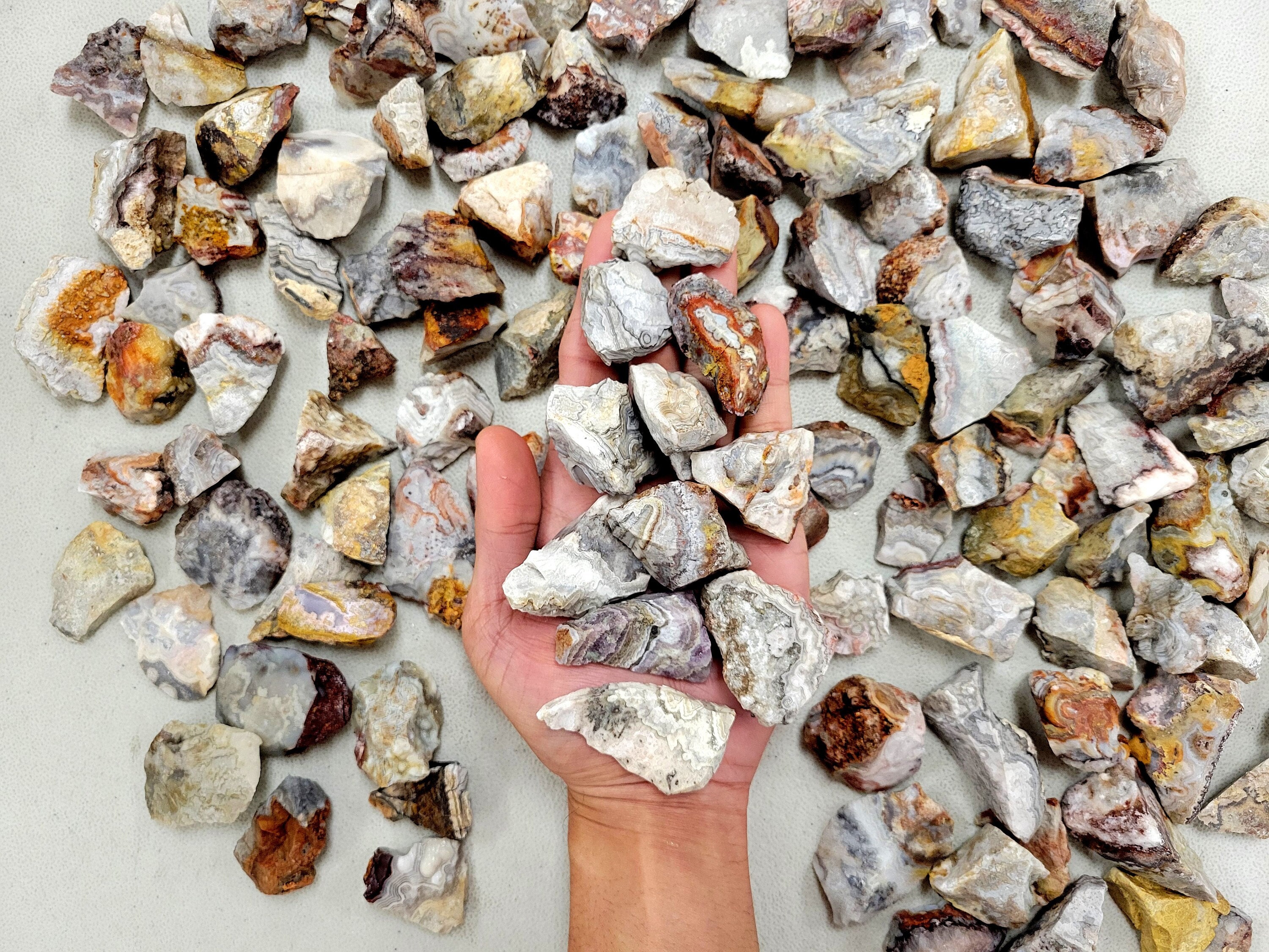 Crazy Lace Agate Rough Stones Bulk - Raw Banded Agate Crystals for