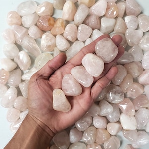 TUMBLED Rose Quartz Crystal - Set of 5 Premium Quality - Rose Quartz Tumbled Stones - Tumbled Healing Crystals
