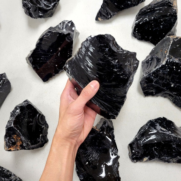 Black Obsidian Stone - Large Black Obsidian Chunk - Black Obsidian Crystal - For Lapidary, Crystal Healing & Rock Décor