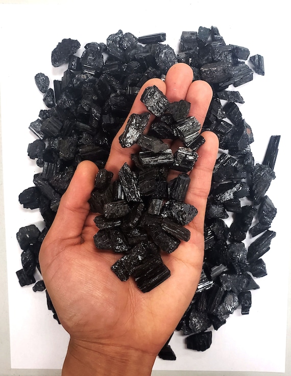 Black Tourmaline Chips - Tiny Black Tourmaline Crystal Pieces