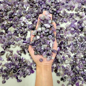 Drilled Amethyst Crystal Beads, Natural Tumbled Gemstone Chips with Holes for Necklaces, Bracelets, Jewelry Making