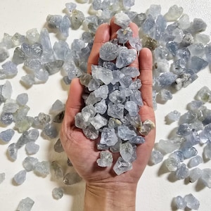 Celestite Crystal Chips Raw Celestine Stone Chunks for Crafting, Jewelry Making & Crystal Healing