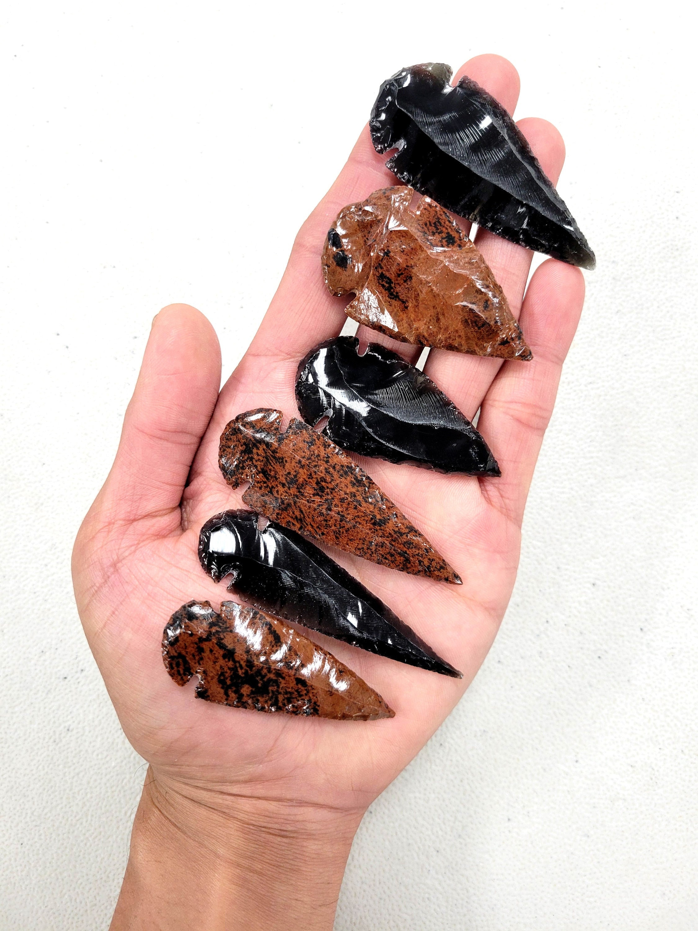 Obsidian Crystal Arrowheads - 2" to 3" - Stone Spear Head