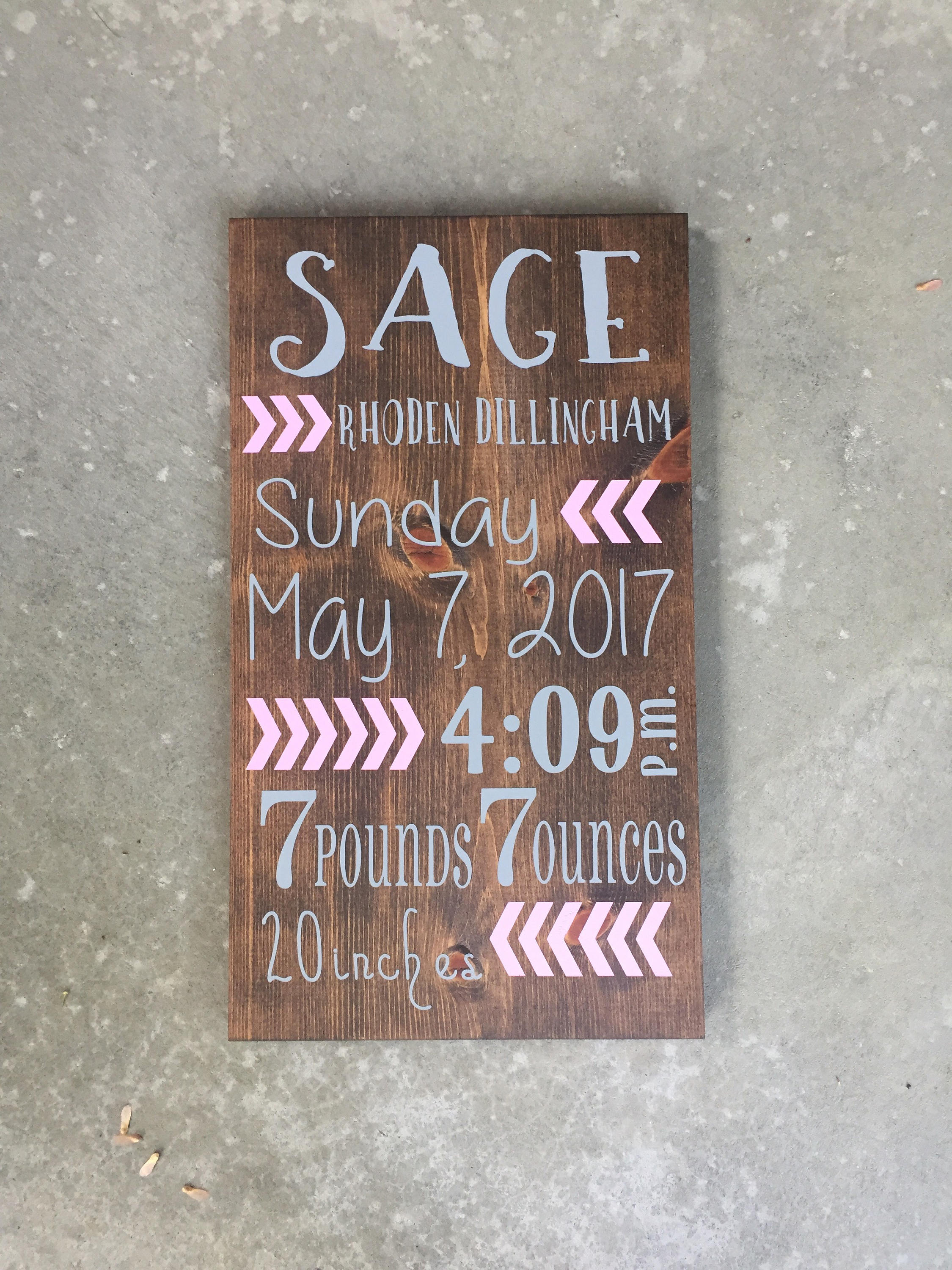 Custom Birth Announcement Wood Sign Personalized Birth Stats Etsy