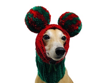 Knitted Christmas Pompom Dog Hat, Gift for Dog Lover