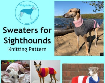 Dog Sweater Knitting Pattern, PDF Instant Download, Great for Whippet, Greyhound, Italian Greyhound
