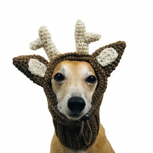 Knitted Reindeer Hat for Dog, Holiday Photo Outfit