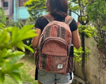 Large stone washed hemp and cotton backpack, hemp purse, nepali handmade bags, hippie bags, free spirit bags, traveling bags, fair-trade bag