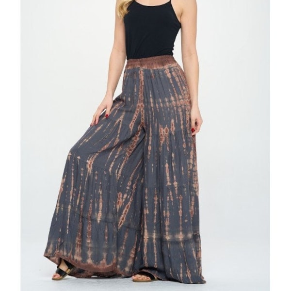 Women Summer Retro Tie Dye Cotton Wide Leg Pants main image 1