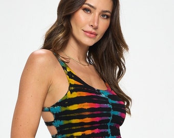 Tie-dye crop top: rayon spandex festivalhippiekleding