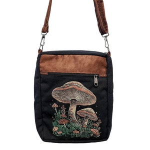 Cotton mushroom crossbody bag, passport size bag, free spirit bag