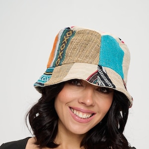 Hemp and cotton mixed patch hat, hippie hat, free spirit hat, boho hat, organic hemp hat image 1