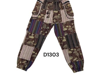 Handgemaakte katoenen patchworkbroek: uniseks hippiestijl