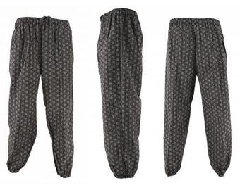 Flower of Life Cotton Pants: Unisex Hippie Style