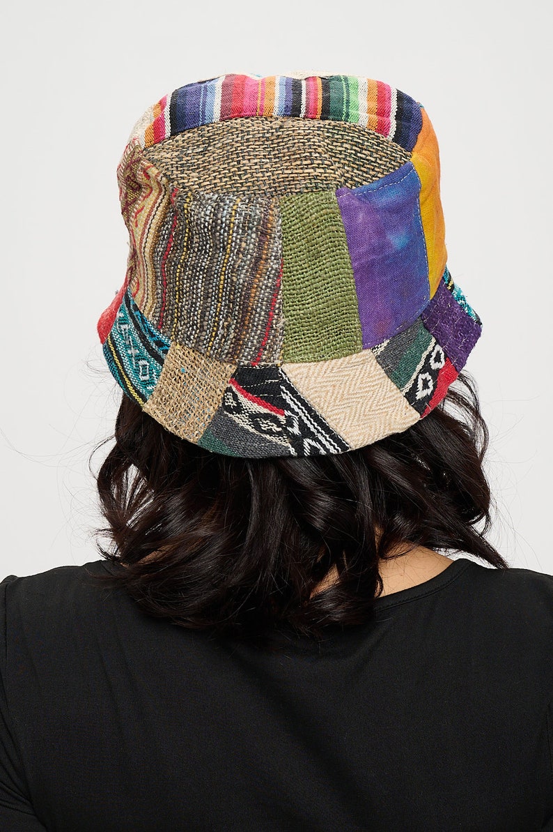 Hemp and cotton mixed patch hat, hippie hat, free spirit hat, boho hat, organic hemp hat image 8