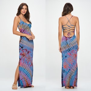 Vacay-mode Tie dye spandex maxi dress, Spandex Dress, Sexy long dress, Ultra soft spandex dress