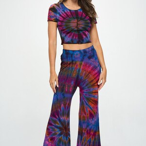 Lightning turtle crack tie dye made old denim wide leg pants