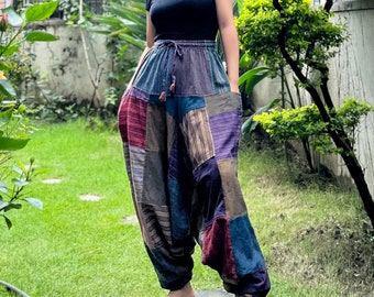 Harembyxor i bomullsmönster: Låg gren i bohemisk stil