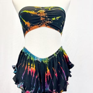 Spandex tie dye halter top & shorts set, yoga top, yoga shorts, rave outfits