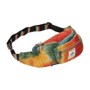 Tie Dye Hemp Fanny Pack, Festival Waist Bag, Handmade in Nepal