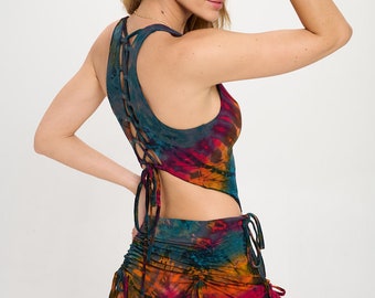 Bad Bitch Tie dye crop top, top do jogi, top festiwalowy, top spandex, odzież hippie, rozmiar uniwersalny, bralette, top plażowy, top koronkowy