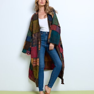 Cotton long sleeves patchwork long duster jacket, Festival duster kimonos, free spirit jacket, boho/hippie jacket, XS,S,M,L,XL,1XL,2XL,3XL