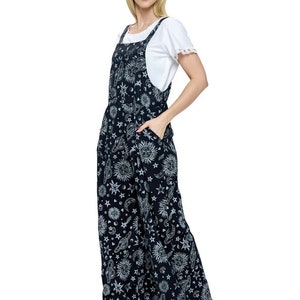 Cotton celestial print overalls, free spirit cloths, boho cloths, hippie cloths, Overalls, Jumpsuits