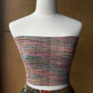 Woven organic cotton tube top, size XS/S/M/L Rainbow #2
