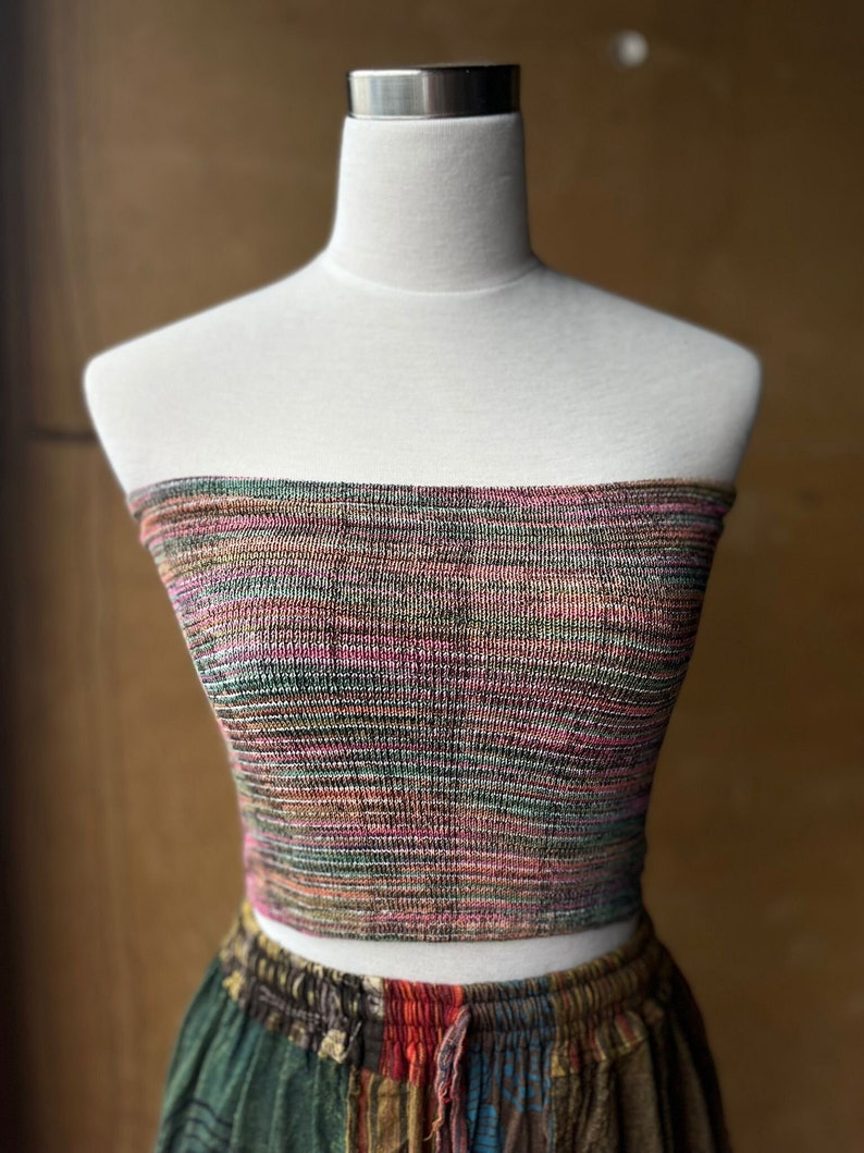 Woven organic cotton tube top, size XS/S/M/L Rainbow #2