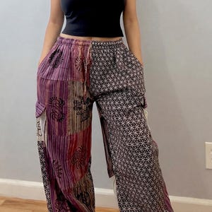 Handmade Flower of Life Patchwork Harem Pants: Unisex Hippie Style