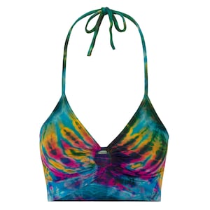 Tie dye halter top, festival top, spandex top,  hippie clothing, free size, bralette, Beach top, Festival top