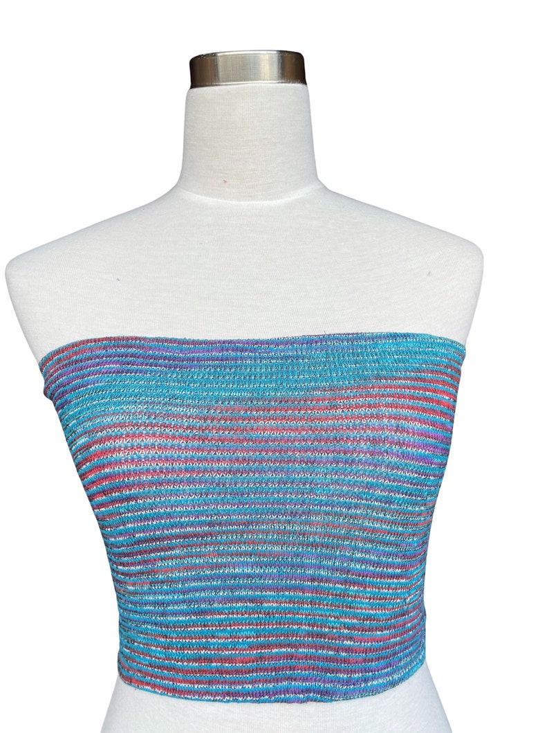 Woven organic cotton tube top, size XS/S/M/L Blue